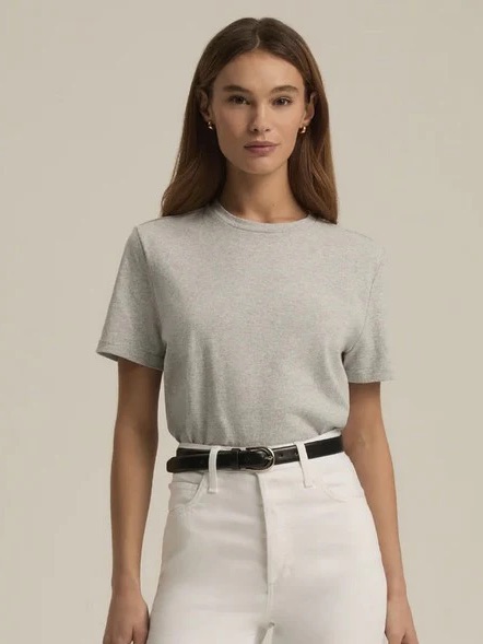 Favorite Daughter The Favorite Short-Sleeve Crop T-Shirt. Size Small. Gray.